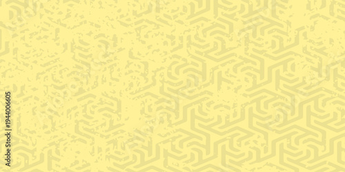 Soft pastel yellow geometric background with subtle hexagon maze pattern and light grunge texture, ideal for modern minimal design and creative backgrounds.