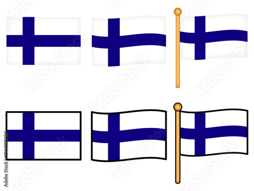 フィンランドの国旗のイラスト素材セット