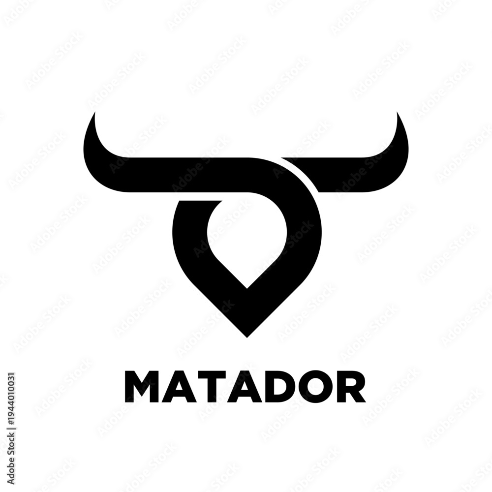 Obraz premium Matador bull head logo design with abstract horns and powerful brand symbol