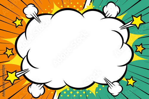 アメコミ　モコモコ　フレーム　オレンジ　グリーン