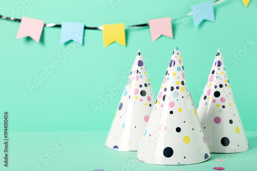 Party hats, confetti and pa...