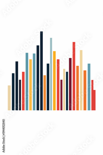 Colorful abstract bar graph with varied heights and vibrant colors