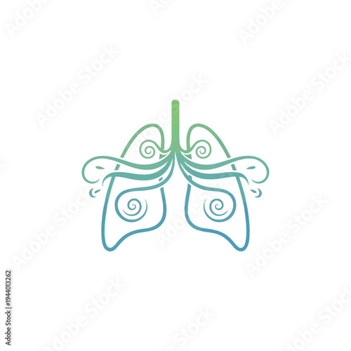 Stylized Human Lungs with Swirls and Water Droplets.