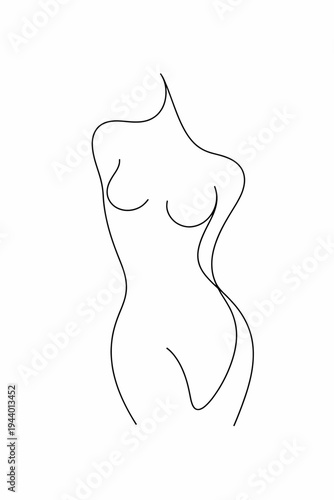 Minimalistic line art of female body outline in elegant simplicity
