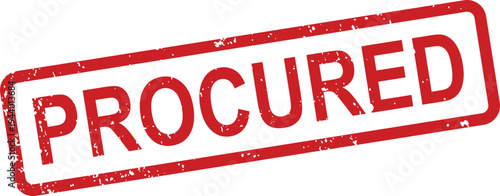 A red distressed rubber stamp with the word Procured on a clean white background