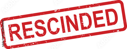 A red grunge effect rectangular stamp displaying the word RESCINDED on a clean white surface