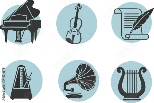 set of musical instruments icon vector