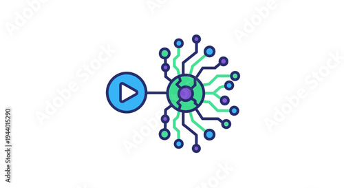 Play Button Icon Blue Circle Vector Illustration - Play Symbol