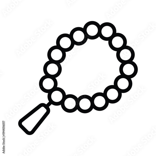 A customizable line icon showing tasbih prayer beads for dhikr