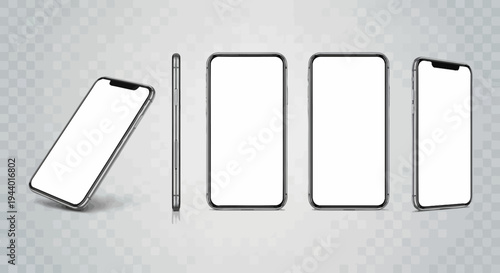 Smartphone mockups with blank screens