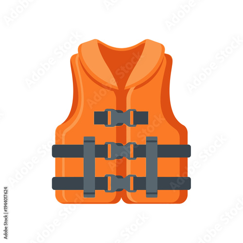Orange life vest isolated on white background for safety and protection