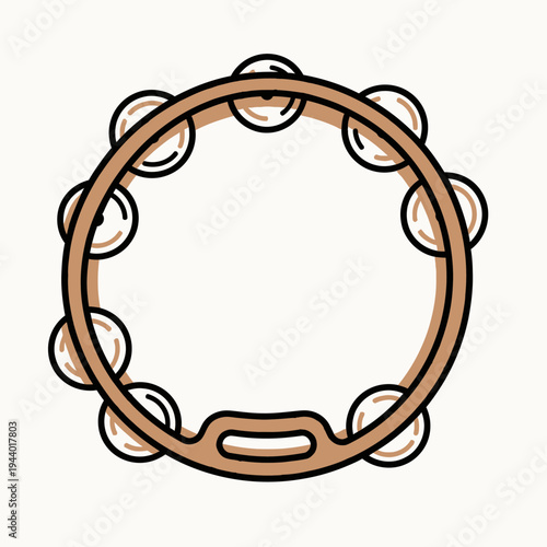 Illustrated tambourine isolated on white background for music and arts concepts