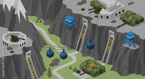 Military base on a cliff side.