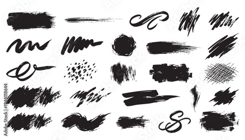 Scribble doodle elements for poster, social media. Handwritten love, mad, irritation, anger doodles. Rough emotional hand drawn