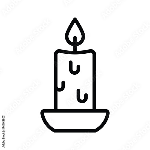 A customizable outline style icon depicting burning candle