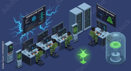 People working at computer servers.