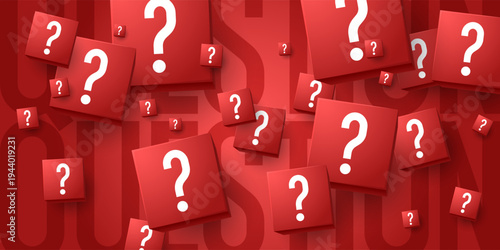 Help in solving the problem. A poster with question marks. A question that needs an answer. Elements for transmitting information. Modern graphics for design.