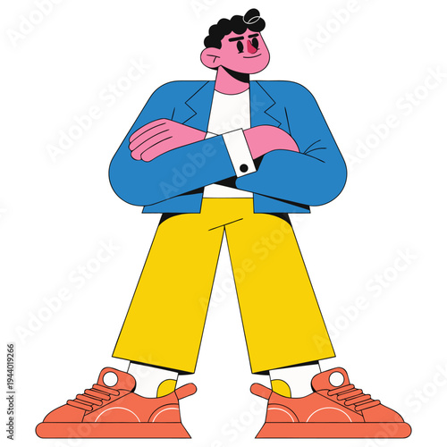 young businessman standing with notebook