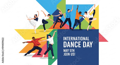 Dancers celebrate international dance day on may 5th with colorful movements and joyful expressions