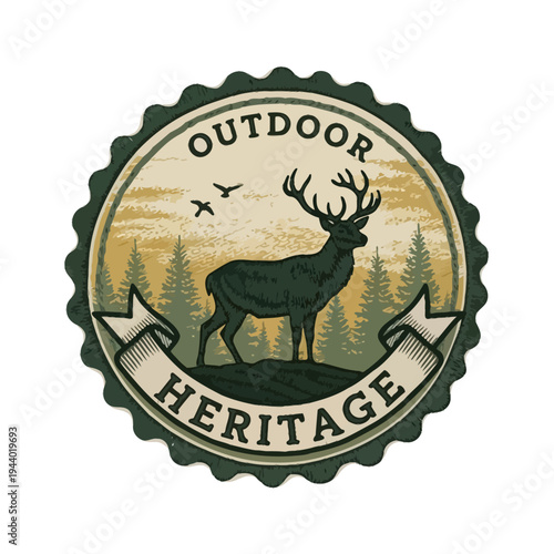 Majestic Stag Standing Proudly in a Forest Emblem.