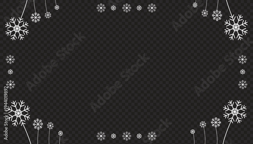 Winter Snowflake Decorative Border Frame Background with Copy Space