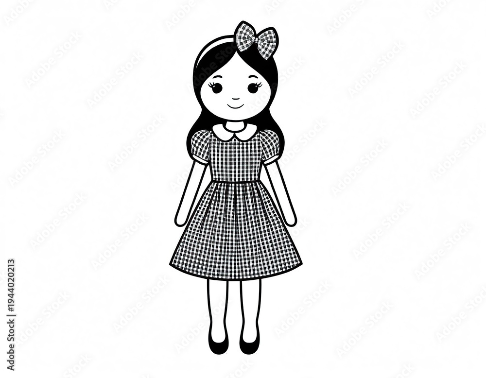 Fototapeta premium A young girl wearing a dress with a bow on her head, suitable for children's or family-themed illustrations