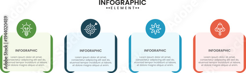 Business infographic design template. Presentation infographic template with 4 options. Infographics for business concept. Business infographic design template with 4 options, steps or processes.