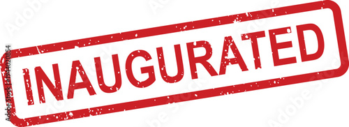 A red rectangular rubber stamp shows the word INAUGURATED on a clean white surface