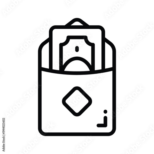 A modern line icon representing eidi envelope gift for eid