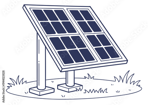 A solar panel mounted on a pole with a clear sky in the background. isolated on transparent background, isolated on white background, Vector