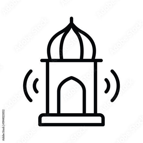 A premium line icon showing adhan prayer call concept