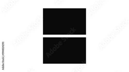 Two Black Rectangles Stacked Vertically on White Background