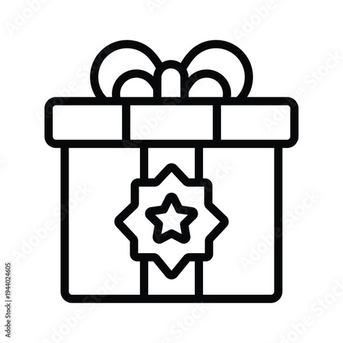 A premium line icon showing eid gift box for celebration