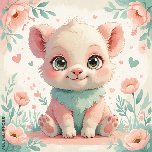 Whimsical Fantasy Baby Animal with Soft Pastel Colors
