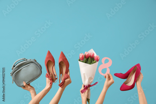 Female hands holding flower...