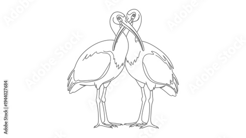 Love Birds' Embrace: Two birds intertwine in a tender embrace, their beaks touching in a symbol of enduring affection, set against a pristine, uncluttered backdrop. 
