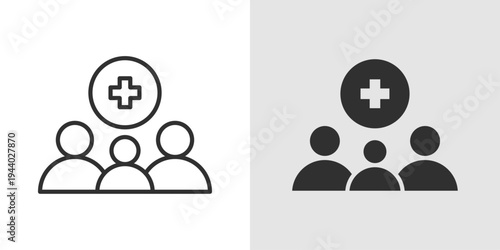 Family Health Icon representing healthcare for all family members, wellness, preventive care, medical support, and overall family wellbeing.