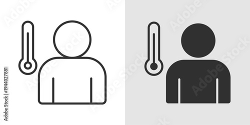 Fever Icon representing high body temperature, illness, infection, medical monitoring, and health care for symptoms of sickness.