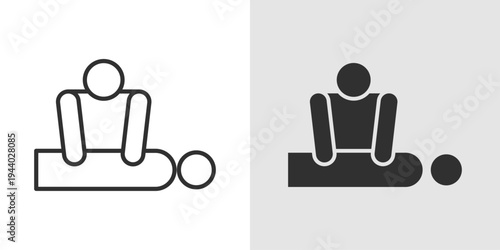 CPR Icon representing cardiopulmonary resuscitation, emergency life saving procedures, first aid, and critical care in medical emergencies.