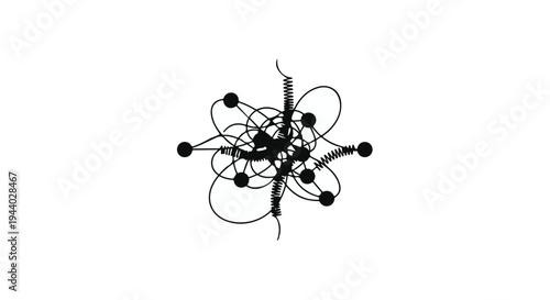 black and white illustration of atom structure
