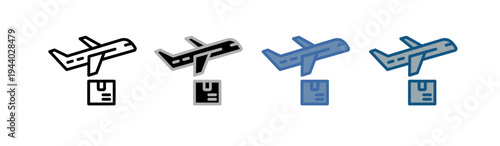 
Cargo plane icon set multiple style collection with cargo plane design