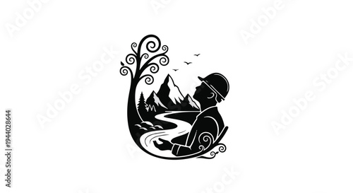 yoga meditation silhouette mountain landscape