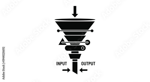 industrial funnel diagram with input and output