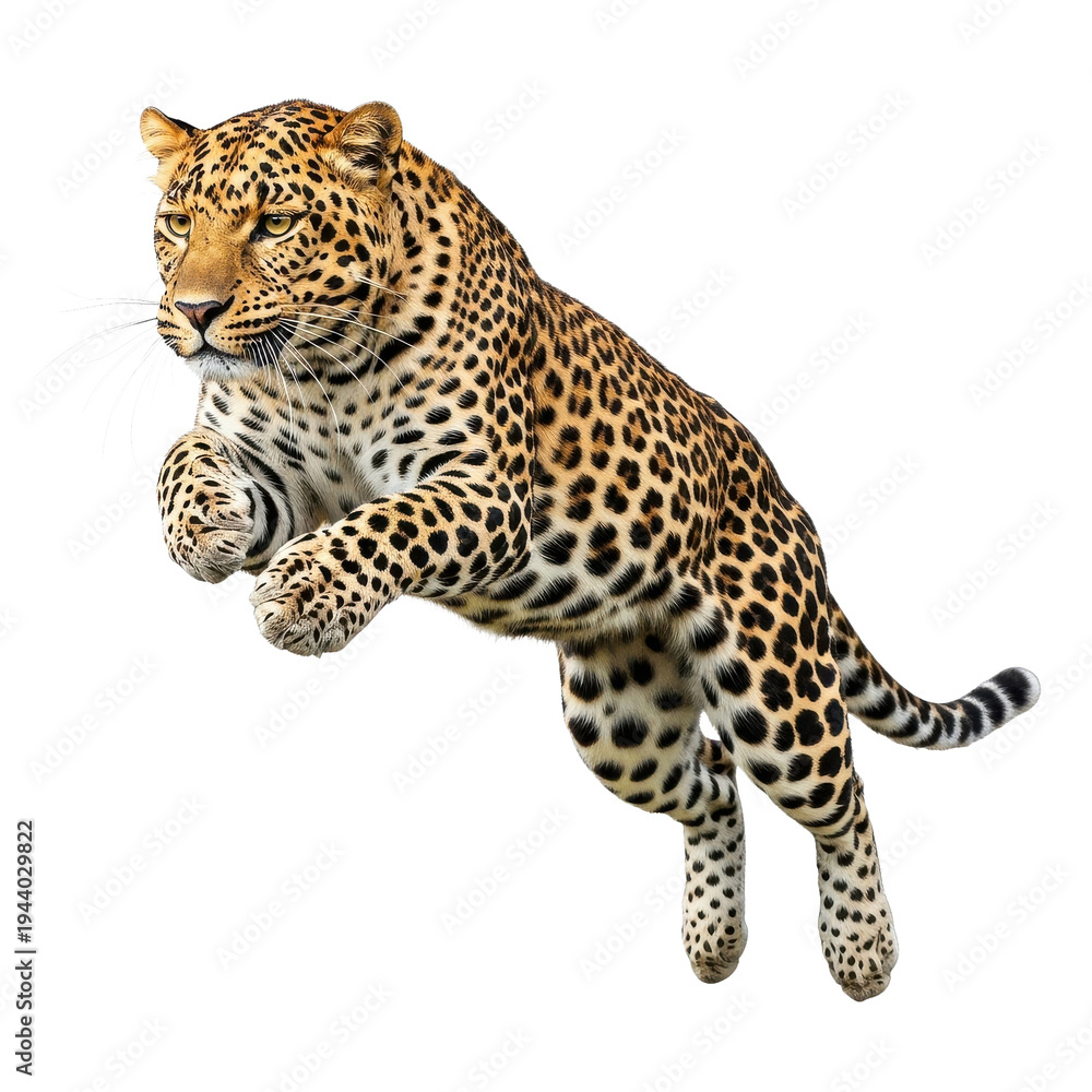Obraz premium Leopard jumping black background