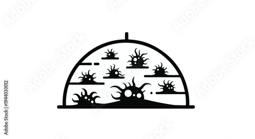 black silhouette illustration of sea urchins on a platter
