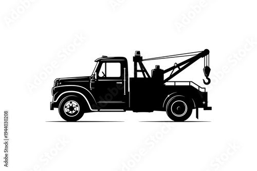 Vintage tow truck silhouette with classic design elements
