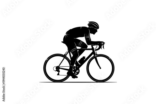 Cyclist silhouette in motion: dynamic black and white design