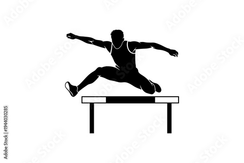 Athlete in action: dynamic hurdle jump silhouette for sports enthusiasts