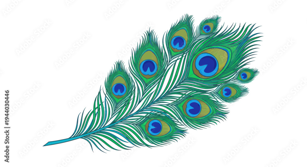 Obraz premium Beautiful Peacock Feather with Vibrant Blue and Green Eyespot Detail
