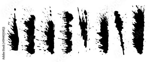 Bold and dynamic collection of black dripping brush strokes, clean lines and a striking aesthetic vector set. Artistic design with sense of movement and vision, for creative projects, modern graphics